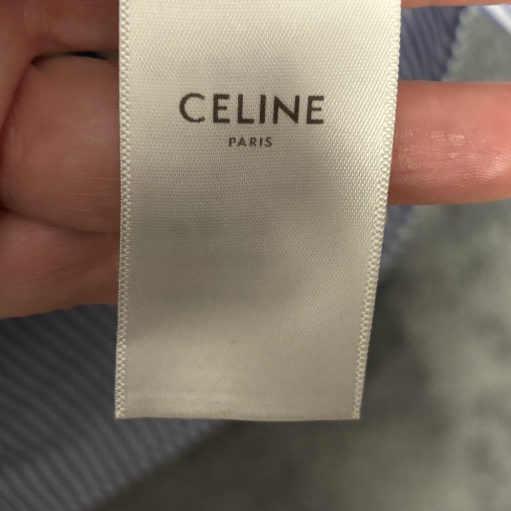 Celine Paris Blue White Stripe Button Up Shirt Womens Large Collared Long Sleeve - Picture 4 of 9